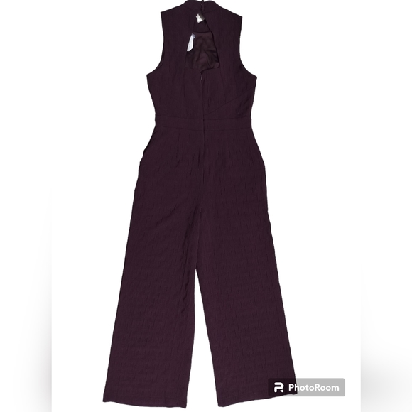 New Anthropologie Jumpsuit Eva Franco textured mock neck plum color size XS - Picture 3 of 17